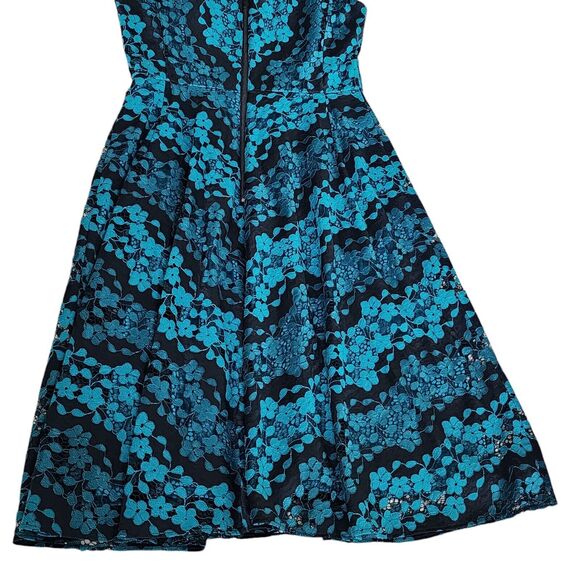 Donna Karan DKNY Floral‎ Lace Fit & Flare Cocktail Dress Black Aqua Green Size 6 - Picture 10 of 11